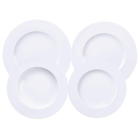 Aparelho de Jantar 24 Peças Tramontina Maria Augusta Porcelana Branca Mesa Posta