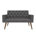 Ver imagem 1 de Estilo na Recepção Kit Namoradeira + 2 Poltronas Capitonê Cinza-escuro