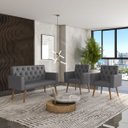 Ver mais imagens de Estilo na Recepção Kit Namoradeira + 2 Poltronas Capitonê Cinza-escuro