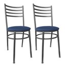 Ver imagem 1 de Kit 2 Cadeiras Cozinha Preta Estofado Azul Escuro