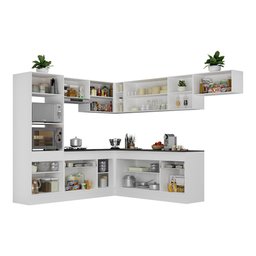 Armário de Cozinha Completa de Canto com Rodapé Veneza Multimóveis MP2083.891 Branco - 6