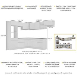 Armário de Cozinha Completa de Canto com Rodapé Veneza Multimóveis MP2083.891 Branco - 4
