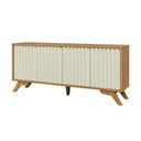 Ver imagem 2 de Balcão Buffet 180cm com 4 Portas Ripadas 100% MDF Dalla Costa Cor:Freijó com Off White