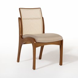 Kit 2 Cadeiras para Mesa de Jantar Lisboa com Encosto em Tela Madeira Maciça Linho Bege M58 Rmi - 2