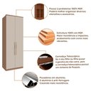 Ver imagem 5 de Guarda Roupa 2 Portas e Colmeia 245cm Setiba Plus Rimo Carvalho/off White