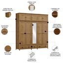 Ver imagem 3 de Guarda Roupa Casal 221cm 10 Portas 3 Gavetas Lázio Freijó F07 - Mpozenato