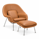 Ver imagem 3 de Poltrona Womb Chair com Puff em Couro Ecológico Caramelo