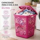 Ver imagem 3 de Cesto Organizador 80 Litros Gigante Rosa Brinquedos Quarto Meninas Roupa Suja Porta Treco Grande Vaz