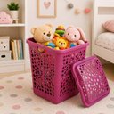 Ver imagem 2 de Cesto Organizador 80 Litros Gigante Rosa Brinquedos Quarto Meninas Roupa Suja Porta Treco Grande Vaz