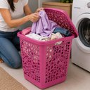 Ver imagem 4 de Cesto Organizador 80 Litros Gigante Rosa Brinquedos Quarto Meninas Roupa Suja Porta Treco Grande Vaz