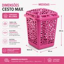Ver mais imagens de Cesto Organizador 80 Litros Gigante Rosa Brinquedos Quarto Meninas Roupa Suja Porta Treco Grande Vaz