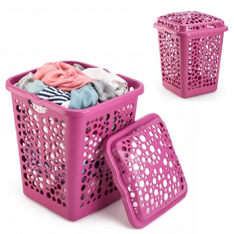 Cesto Organizador 80 Litros Gigante Rosa Brinquedos Quarto Meninas Roupa Suja Porta Treco Grande Vaz