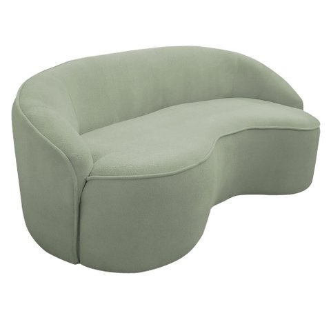 Sofá Curvo Montserrat 230cm 04 Lugares Bouclé Verde Claro - Nexta Casa