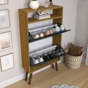 Ver imagem 2 de Sapateira com 2 Portas Basculantes Drex para Hall de Entrada ou Quarto - Nature com Preto