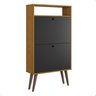 Sapateira com 2 Portas Basculantes Drex para Hall de Entrada ou Quarto - Nature com Preto - 3
