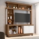 Ver imagem 1 de Estante Mali 60505 P/ Tv até 47' 2 Portas Nichos Decorativos - Carvalho Oak/ Off White Móveis Leão
