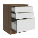 Ver imagem 4 de Balcão 60 cm 3 Gavetas Rustic/Branco Veludo Lux Madesa
