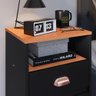 Mesa de Cabeceira Retrô Mesinha Pequena Canto Quarto Apoio Cama 2 Gavetas Nicho Preto/Cinamomo-RPM - 4