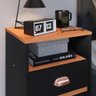 Mesa de Cabeceira Retrô Mesinha Pequena Canto Quarto Apoio Cama 2 Gavetas Nicho Preto/Cinamomo-RPM - 5