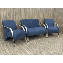 Conjunto Poltronas Braço Alumínio Cinza 605 México - 1