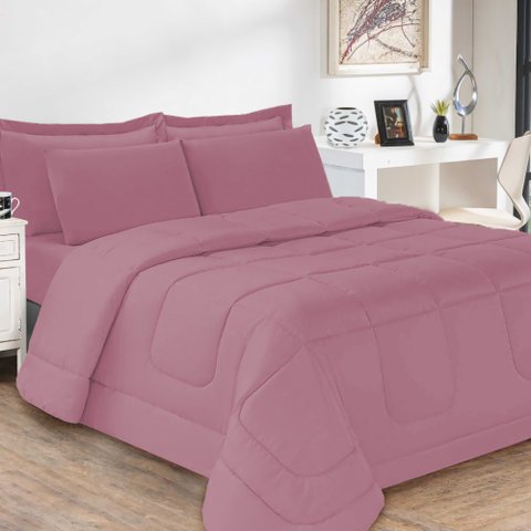 Jogo de Cama Soft Conforto Casal Queen 5 Peças Rosê Casa Dona