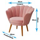 Ver imagem 6 de Poltrona Decorativa Petala Veludo Rose Pes Palito