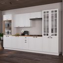 Ver imagem 1 de Armário de Cozinha Modulada Completa Fidelitá Nara 100% MDF 6 Peças 350cm 18 Portas 2 Gavetas com