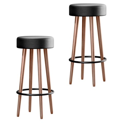 Kit Conjunto 2 Banquetas Malibu Pés Palito Estofado para Area Gourmet Cozinha Bar Balcao Bistro Cour