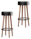 Ver imagem 1 de Kit Conjunto 2 Banquetas Malibu Pés Palito Estofado para Area Gourmet Cozinha Bar Balcao Bistro Cour