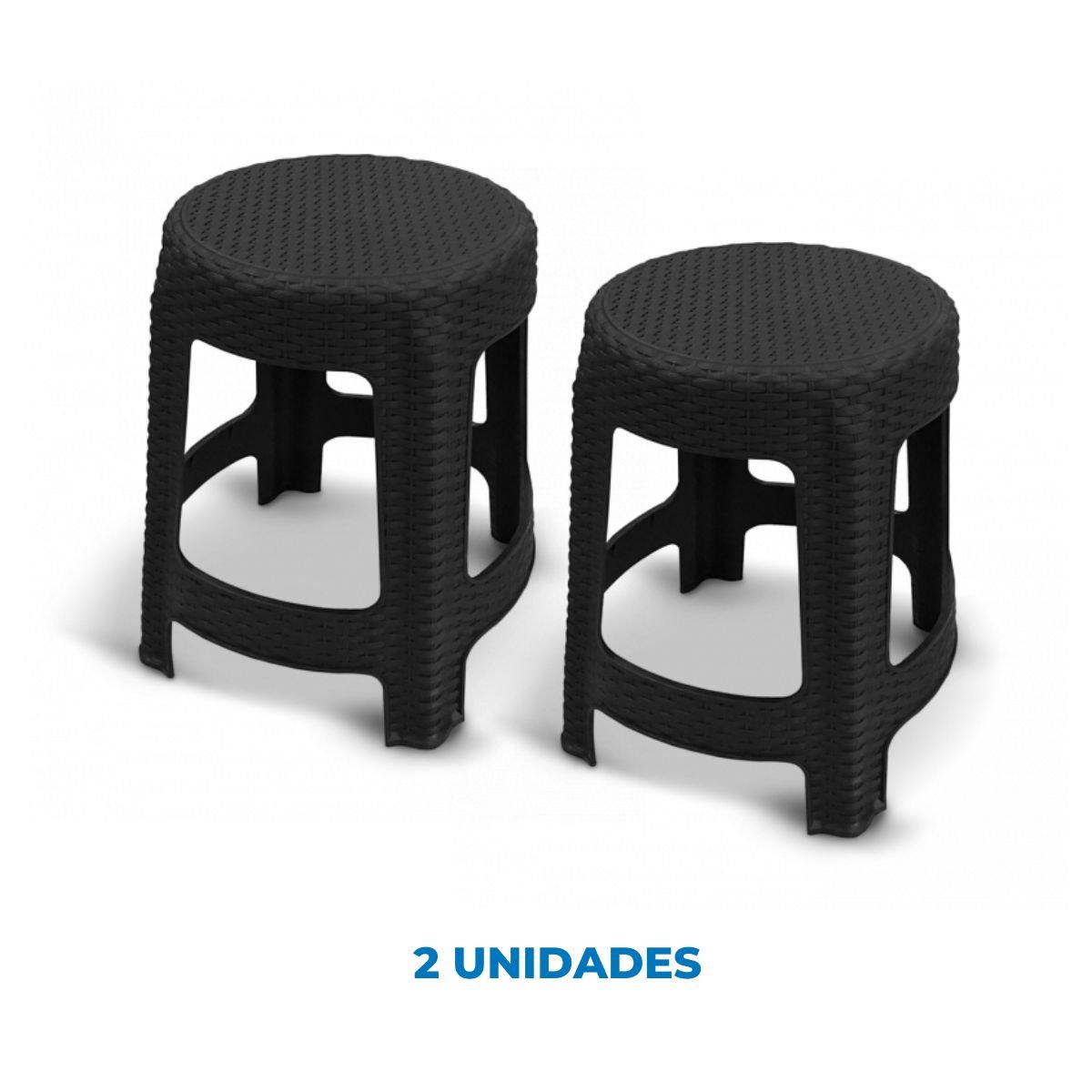 Kit 2 Banquetas Rattan Preta - 6