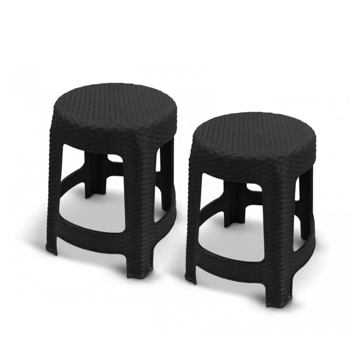 Kit 2 Banquetas Rattan Preta - 1