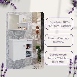 Gabinete Suspenso com Cuba e Espelheira Bia - 2 Gabinete Suspenso com Cuba e Espelheira Bia - 2