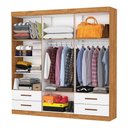Ver imagem 2 de Guarda-roupa Casal Mondo 6 Portas 4 Gavetas Cinamomo/branco - Pnr Móveis
