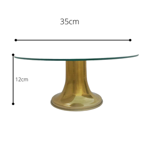 Boleira de Vidro de 35cm com base em Metal Dourado de 7cm Arte Boleiras Boleira Dourada 35/7