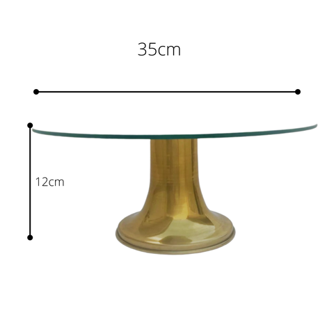 Boleira de Vidro de 35cm com base em Metal Dourado de 7cm Arte Boleiras Boleira Dourada 35/7