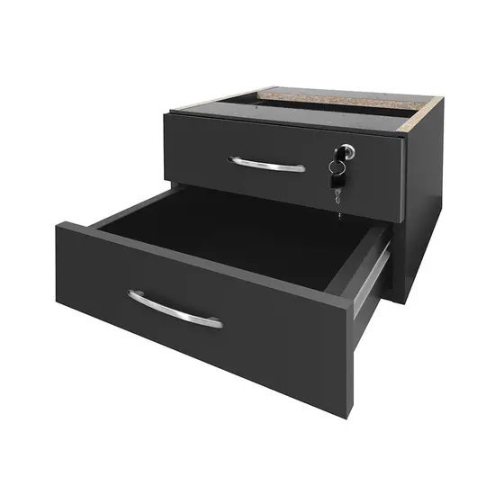 Mesa de Escritório em L com Gavetas 1,20×0,60m – Prima 25mm – NOGAL MÁLAGA/PRETO - 6