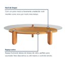 Ver imagem 4 de Mesa de Centro para Sala de Estar com Vidro e Madeira Maciça Prisma