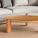 Ver mais imagens de Mesa Centro para Sala de Estar com Vidro e Madeira Maciça Prisma Cinamomo