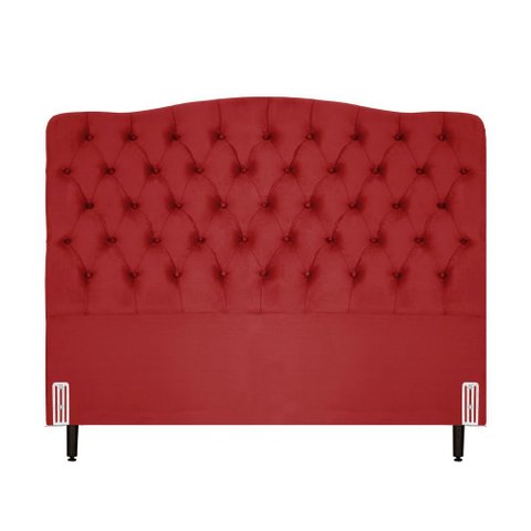 Cabeceira de Cama Box Queen 158 Cm Dunas Casavezi Suede Veludo Vermelho
