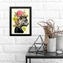 Ver imagem 1 de Quadro Decorativo Moderno Colagem Onça 33x24cm - com Vidro:moldura Preta