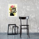 Ver imagem 2 de Quadro Decorativo Moderno Colagem Onça 33x24cm - com Vidro:moldura Preta