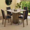 Ver imagem 1 de Conjunto Sala de Jantar Mesa Tampo de Vidro 4 Cadeiras Rustic/crema/preto Tifani Madesa