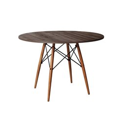 Mesa Redonda de Jantar Eames Eiffel 90cm Amêndoa Base Madeira Maciça Marrom - 3