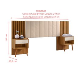 Cabeceira Box Zara com Capitonê e Mesa de Cabeceira - Robel - Ml Robel Móveis Cabeceira Casal e Quee - 4