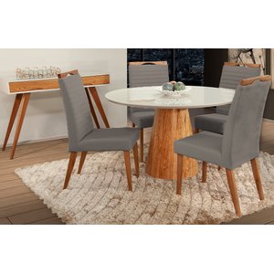 Mesa de jantar + 4 Cadeiras Itália tampo 120cm Grafite