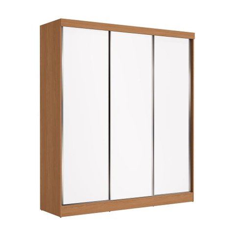 Guarda Roupas Casal 3 Portas de Correr 4 Gavetas Kappesberg Tapajós/branco 180cm