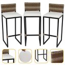 Ver imagem 1 de Kit 3 Banquetas Quadrada Junco Cappuccino para Balcão Ilha Cozinha Área Gourmet Bancada Piscina Bar