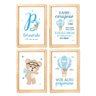 Kit com 4 Quadros Decorativos do Tema Ursinho Baloeiro:Branca - 2