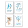 Kit com 4 Quadros Decorativos do Tema Ursinho Baloeiro:Branca - 3