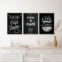 Ver imagem 2 de Kit 3 Quadros Cantinho do Café Tipografia Giz 33x24cm - com Vidro:madeira Branca